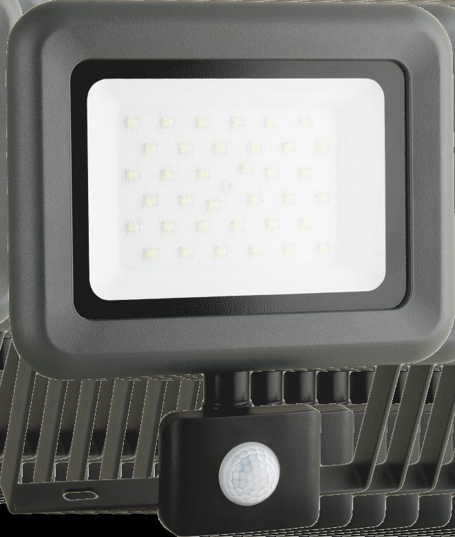 OPRAWY LED LED NL HELI S naświetlacz LED OBUDOWA: modele 10W poliwęglan OBUDOWA: modele 20-50W odlew aluminium KLOSZ: szkło hartowane INNE: - Czujnik ruchu IR z możliwością ustawiania parametrów