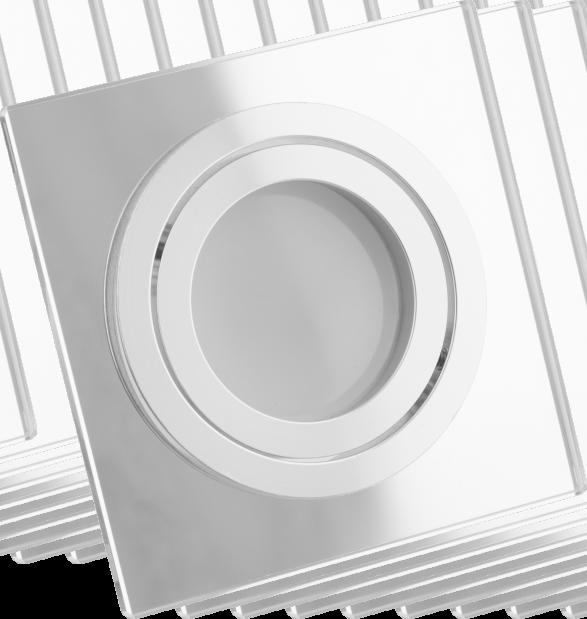 OPRAWY DEKORACYJNE R-HDGS-DTL50 ozdobna ramka oprawy do wbudowania OBUDOWA: szkło, aluminium - Możliwość ustawienia kierunku świecenia. - Bez oprawki ceramicznej dla źródła światła.