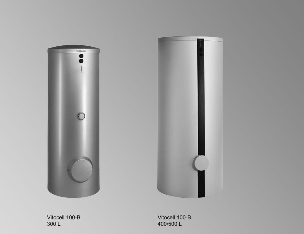 VIESMANN VITOCELL 100-B Pojemnościowy podgrzewacz wody z dwiema wężownicami grzewczymi Pojemność 300, 400 i 500 litrów Dane techniczne Numer katalog.