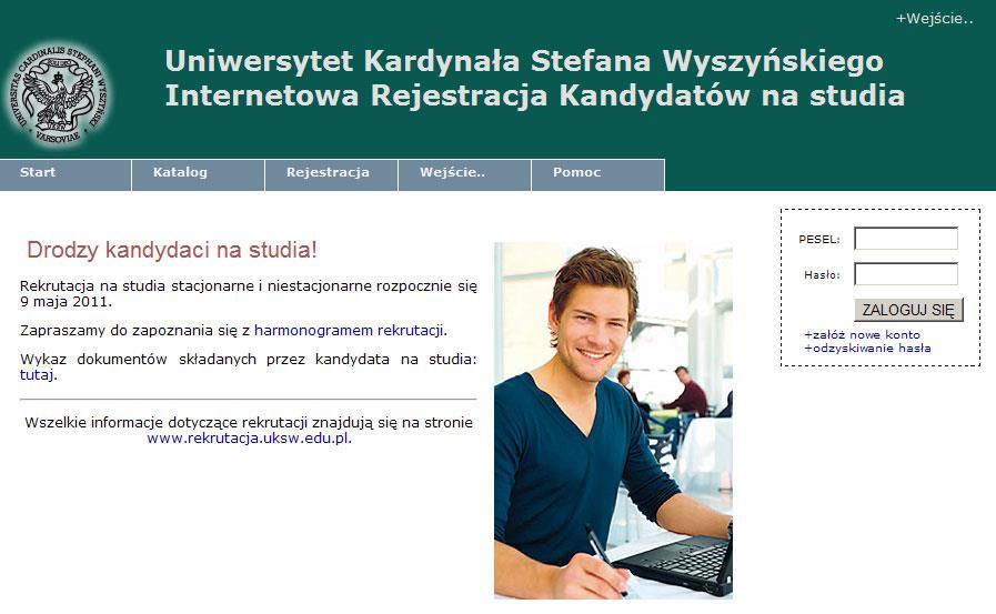 Rejestracja w systemie IRK Zarejestruj się w systemie IRK (www.irk.uksw.edu.pl) Aby założyć konto, wybierz opcję załóż nowe konto.