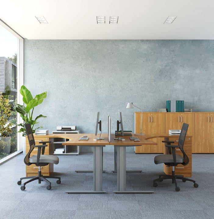 Special grips installed under the desk top allow to oraganize the cables horizontally. Vik brings aesthetics and practicality to the modern office environment.