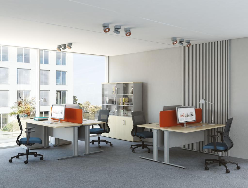 BM076 x 4 biurko / desk 1600 / 700 / 758 KH26 x 2 kontener / pedestal 428 / 495 / 730 SH73 x 2 panel tkaninowy / fabric screen 1590 / 30 / 350
