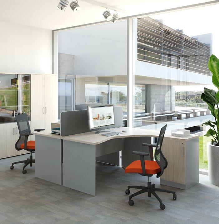 The panel-ended desks with w thick top protected by a 2 mm PVC adge assure lifelong endurance.