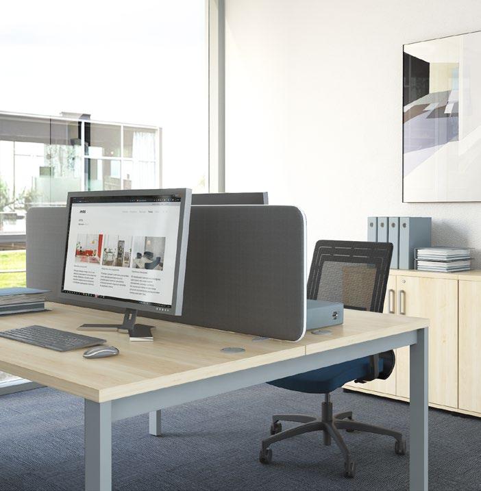 Double benches supported by one frame and equipped with a comfortable pedestal provide a simple acces to documents.