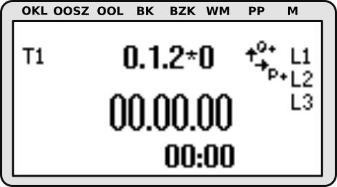 Opis wielkości wyświetlanej Opis informacji zawartych na danym ekranie Wartość chwilowa częstotliwości w fazie L2 (sygnalizacja obecności wszystkich faz) Wartość chwilowa częstotliwości w fazie L3