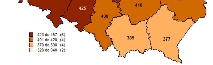 ludności) i łódzkiego (454 przypadki), w następnej kolejności wśród mieszkańców dolnośląskiego, kujawskopomorskiego,