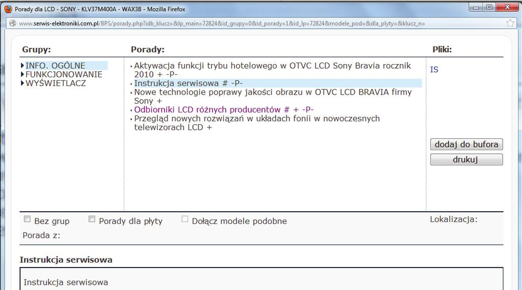 Mechanizmy i sposoby wyszukiwania informacji w Bazie Porad Porady dodane do bufora
