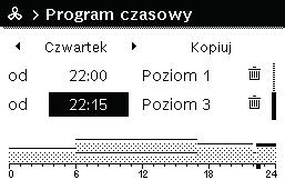 Obsługa Aby aktywować pole do wprowadzania, nacisnąć pokrętło nastawcze. Nowy czas przełączania zostaje automatycznie dodany.