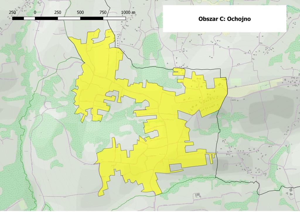 Obszar C. Ochojno Obszar Ochojno obejmuje miejsca koncentracji zabudowy sołectwa Ochojno. Przeważa zabudowa jednorodzinna, skoncentrowana wzdłuż dróg.