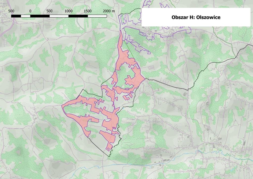 Obszar H. Olszowice Obszar tworzą tereny koncentracji zabudowy sołectwa Olszowice. Jest to jednostka położona w południowo-zachodniej części gminy.