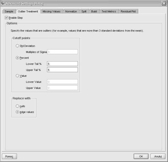 7. Kliknij przycisk Advanced Settings. Upewnij się, że na zakładce Sample opcja próbkowania jest wyłączona (pole wyboru Enable Step jest odznaczone).