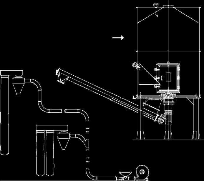 APPLICATION EXAMPLES / PRZYKŁADY ZASTOSOWANIE BUFFER SILO WITH EXTRACTOR AND SCREW FOR SCRAPS This Silo is available also in textile SILOS BUFOR DO