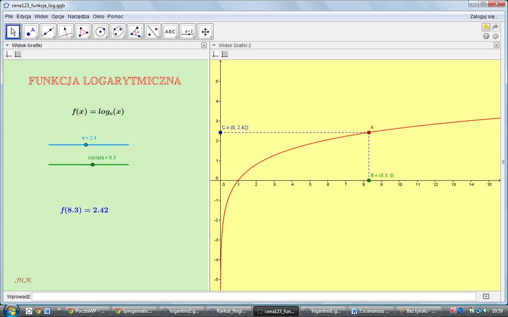 Pytania do uczniów/ Questions for students 1. Czy funkcja logarytmiczna jest zawsze funkcją rosnącą? / Is the logarithmic function always a growing function 2.