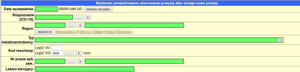 kardiologicznej. Rys. 9 Ekran dodawania wizyty Gdybyśmy w polu 'Kontynuacja leczenia' wybrali np.