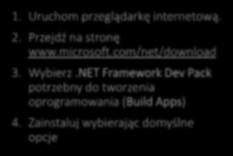 .NET SDK 4.7.2 (zainstaluj najnowszą wersję) 1. Uruchom przeglądarkę internetową. 2. Przejdź na stronę www.microsoft.