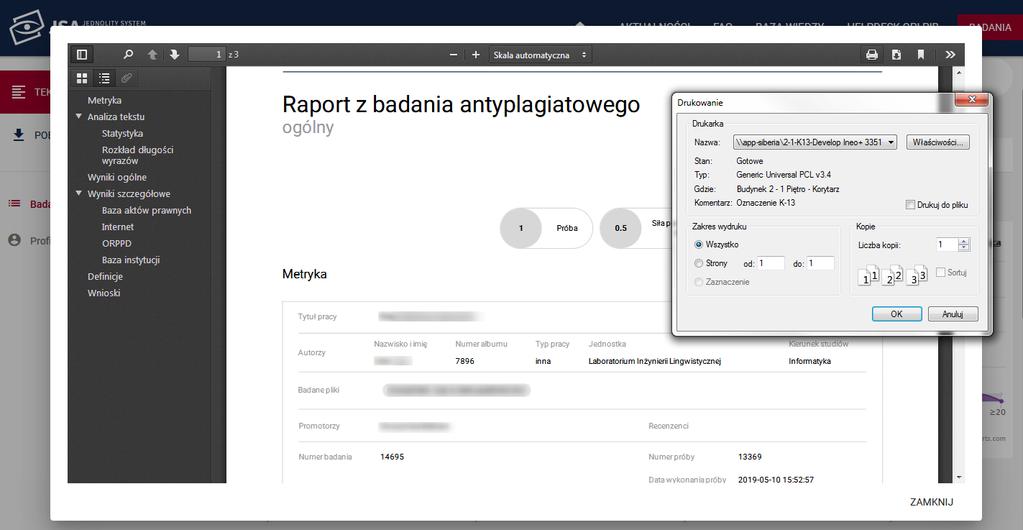 Wyświetli się podgląd w formacie PDF.
