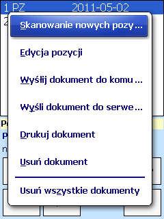 3 Wybranie istniejącego dokumentu Jeśli użytkownik zdecydował się na kontynuację istniejącego dokumentu, program wyświetla listę utworzonych dokumentów (jeśli w ustawieniach włączona jest opcja Użyj