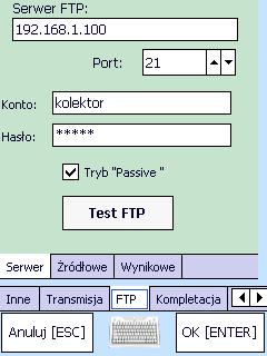 2.6.6 FTP Jeśli w zakładce Transmisja wybrany został domyślny sposób transmisji jako