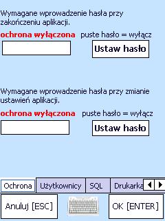 2.6.10 Ochrona Przy pomocy tej zakładki można ustawić zabezpieczenie hasłem następujących