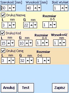 Funkcja drukowania przygotowana jest z myślą o drukarkach przenośnych, ale drukować można na dowolnej drukarce obsługującej język skryptowy CPL, PPLZ lub SCLS.