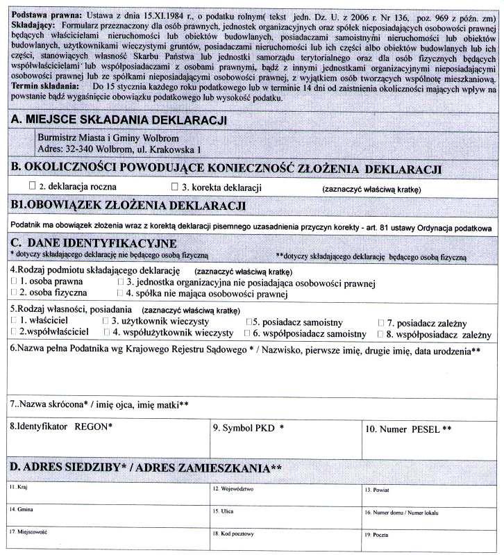 22692 Poz. 5334 1. Numer Identyfikacji Podatkowej sk³adaj¹cego deklaracjê.