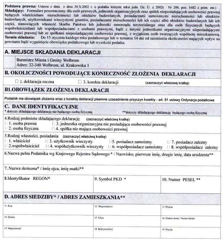22696 Poz. 5334 1. Numer Identyfikacji Podatkowej sk³adaj¹cego deklaracjê.