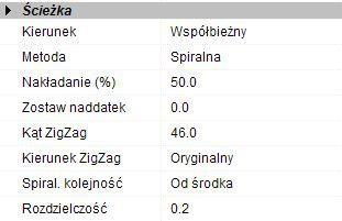 PikoCNC Copyright 2019 PPHU ELCOSIMO 11 Grupa Ścieżka Metoda. Strategia Frez Zgrubna Dokładna Opis Spiralna kula TAK TAK Ścieżka tworzona jest z kolejnych offsetów geometrii 2D.