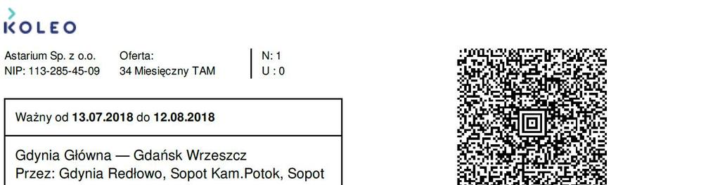 Załącznik nr 1 do aneksu nr 21 do Regulaminu przewozu osób, rzeczy i zwierząt przez PKP Szybka Kolej Miejska w