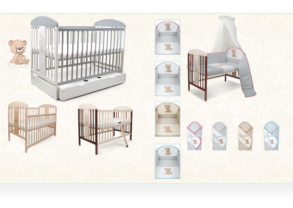 Łóżeczko dziecięce/ Children s bed TOMI XX MIŚ KOLEKCJA MIŚ Kolekcja pościeli/ Bedding set 17 woal beżowy beige