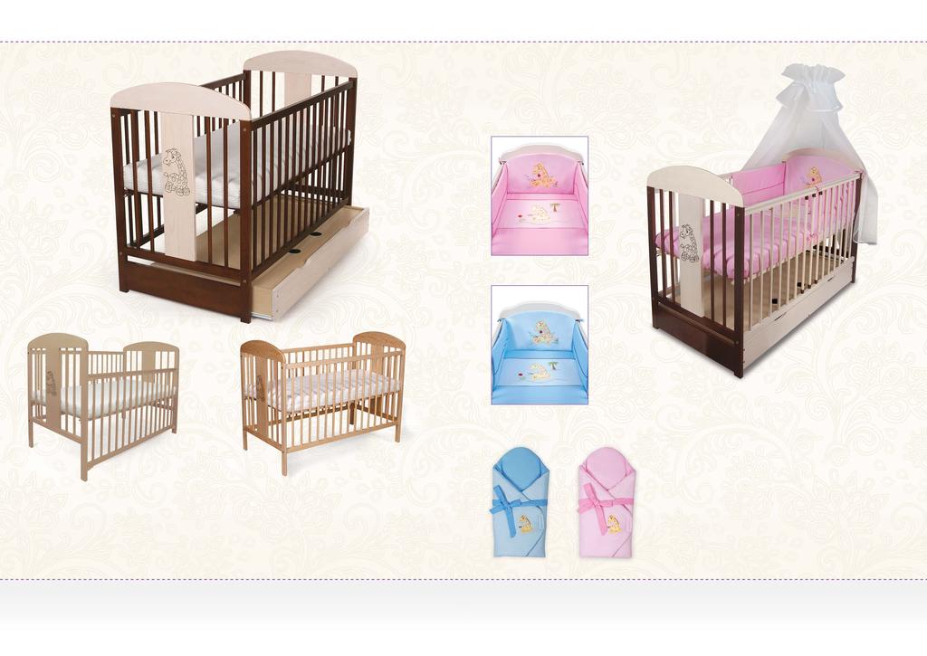 TOMI XII ŻYRAFA KOLEKCJA ŻYRAFA Łóżeczko dziecięce/ Children s bed Kolekcja pościeli/ Bedding set 18 Pościel z bawełny satynowej (tkanina bawełniania o splocie i wykończeniu satynowym).