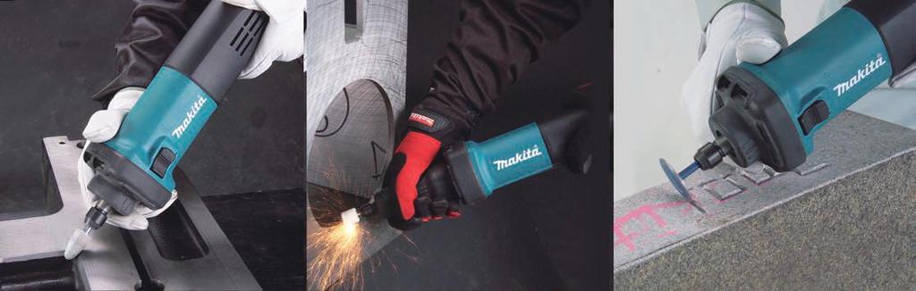 wielkość końcówki 38 mm 1,4 kg SZLIFIERKA PROSTA GD0603 ę Szlifierka przeznaczona do szlifowania materiałów żelaznych i odlewów ę Obudowa o małej średnicy ułatwia trzymanie narzędzia ę Krótka głowica