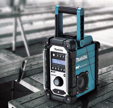 5-108 MHz 174,298-239,200 MHz ø 76 mm (8Ω) x 2 4,6 kg Narzędzia akumulatorowe NARZĘDZIA AKUMULATOROWE AKUMULATOROWY ODBIORNIK RADIOWY DMR106 ę Bluetooth ę Wytrzymała obudowa ę Odporny na lekki deszcz