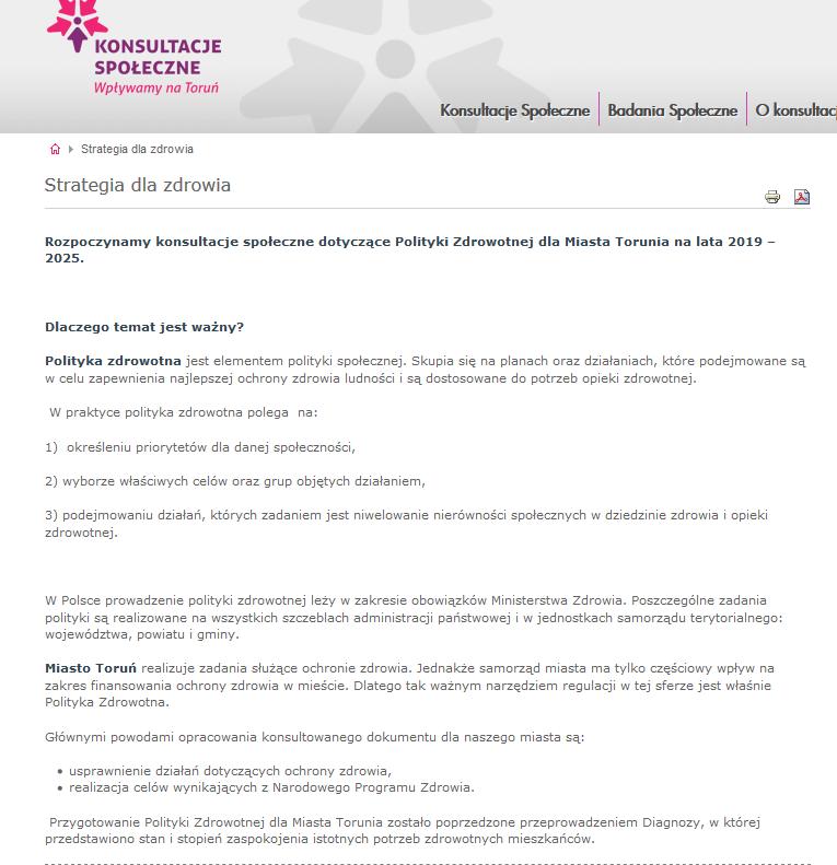Informacje na stronie