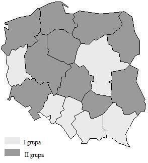 Model potencjału w analze zróżncowana regonalnego rolnctwa 191 Rozkład wartośc lorazu potencjałów na mape Polsk ma charakter jednobegunowy.