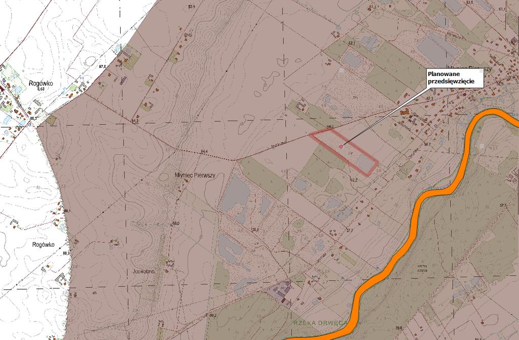54/128 Lp. Element przyrodniczy Odległość od planowanego przedsięwzięcia 1 2 3 2. Natura 2000 - Dolina Drwęcy PLH280001 0,50 [km] 3. Rezerwat - Rzeka Drwęca 4.