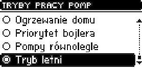 Pompa załączy się ponownie, gdy temperatura spadnie poniżej zadanej oraz ustawionej histerezy. Po dogrzaniu bojlera kocioł zostanie wygaszony. II.