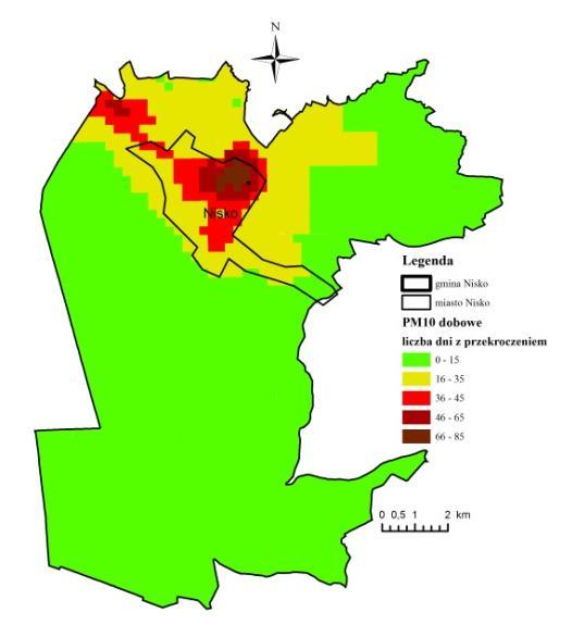 wyniósł 7 km 2 (5 % powierzchni gminy) i swoim zasięgiem objął części obrębów ewidencyjnych: Nisko, Racławice (rys. 1.13.