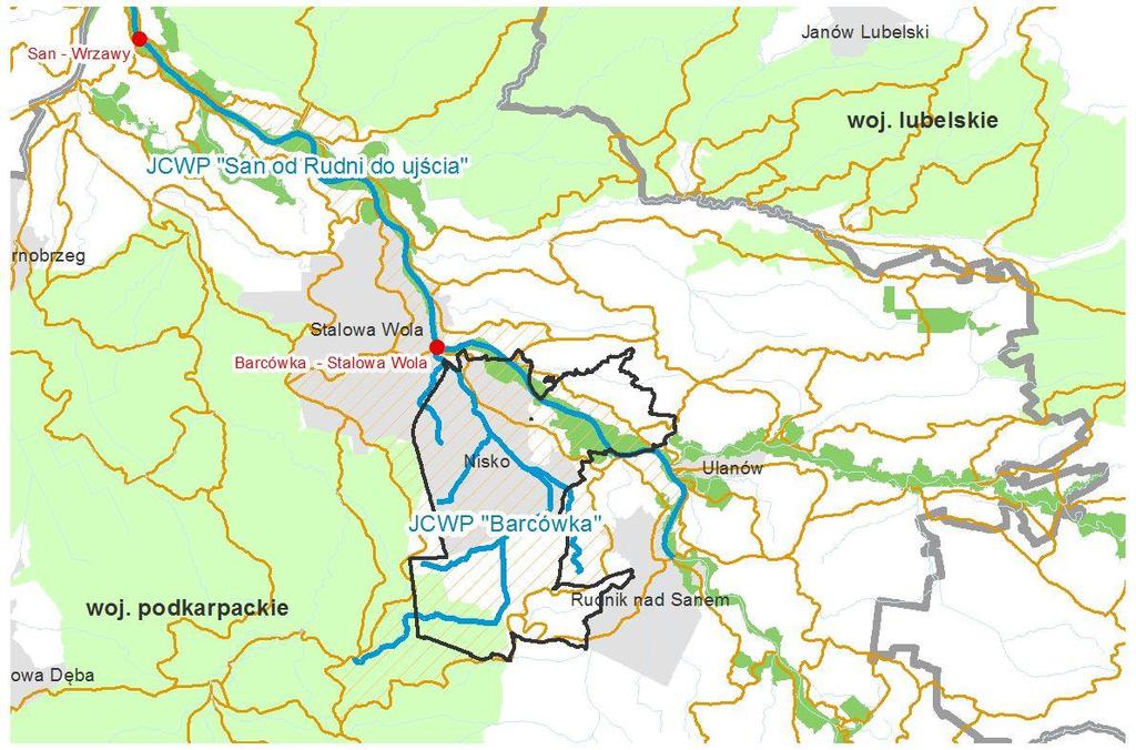 1. jednolitych częściach wód przeznaczonych do poboru wody na potrzeby zaopatrzenia ludności w wodę przeznaczoną do spożycia (nie wyznaczono takich obszarów w gminie Nisko); 2.