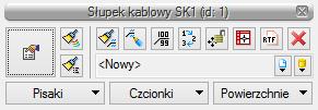Dla danego obiektu (dotyczy to wszystkich obiektów w programie) możemy za pomocą przycisków w oknie obiektu ustawić jego funkcje edycyjne bądź edytować specyfikacje obiektu i opisy w formie tabel.