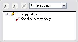 Dla rurociągu kablowego możemy zdefiniować również z dostępnej edytowalnej listy rozwijanej kabel sygnalizacyjny i taśmę ostrzegawczą.
