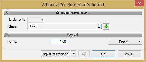 ` Schemat kanalizacji pierwotnej Po wybraniu ikony lub ikony z paska narzędzi programu i zaznaczeniu elementu początkowego, wyboru trasy kanalizacji pierwotnej, dla której ma być generowany schemat,