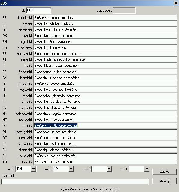 Tabele - edycja Istniej e możliwość zmiany opisu tabeli na swój.