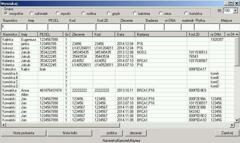 Wyszukaj Wyszukiwarka jest stosowana w wielu modułach systemu BBMS.