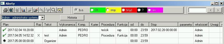 Alerty Automatyczne wykonywanie poleceń. Zadaniem modułu jest wykonanie j akiejś zdefiniowanej czynności w określonym czasie.