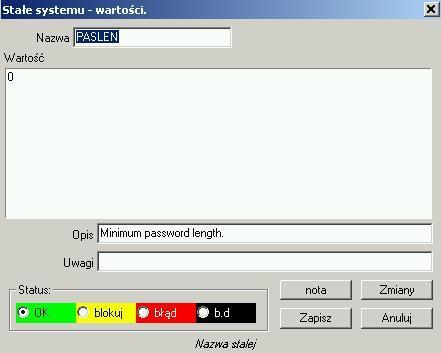 Stałe - edycja Proszę nie modyfikować nazwy stałej, bo jest ona automatycznie