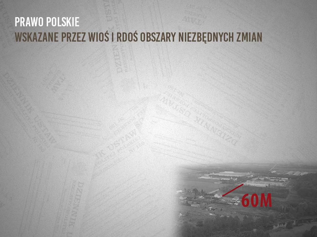 Przykładowe odległości dużych inwestycji od zabudowań mieszkalnych Nowe chlewnie o obsadzie 1700 szt. 150 m od szkoły podstawowej (pow. sierpecki) Duża ferma drobiu pow.