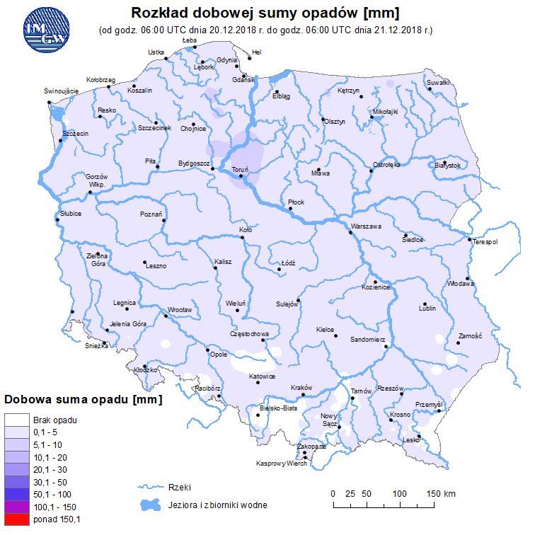 Rozkład dobowej sumy opadów Prognoza