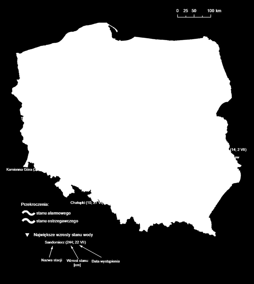 stanu wody na głównych rzekach i wybrzeżu