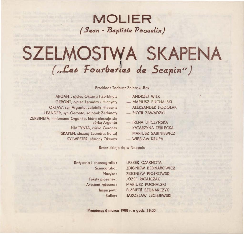 MOLIER (.!I aa.n - 'B41pii~Ea Poouflll1t) SZELMO TWA SKAPE ( 11,f,e.