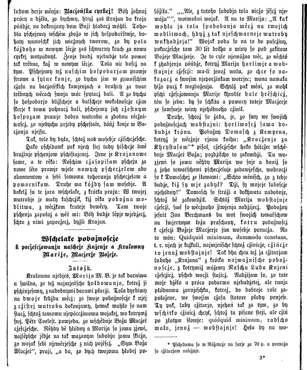 ludom derje m enja: IZaczonska cyrkej! B öh zohnuj pröcy a bzela, zo bychmy, hbyz zas K ra ja n do kraja pönbze, na dokonjany born B ozi hlabacz m öhli.